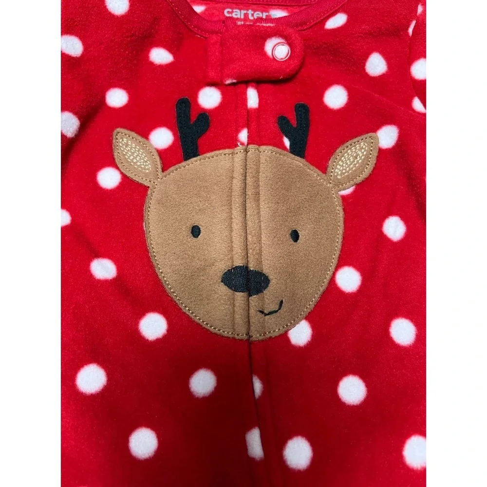 Carter's Christmas fleece sleeper NWT 3‎ months red polka dor